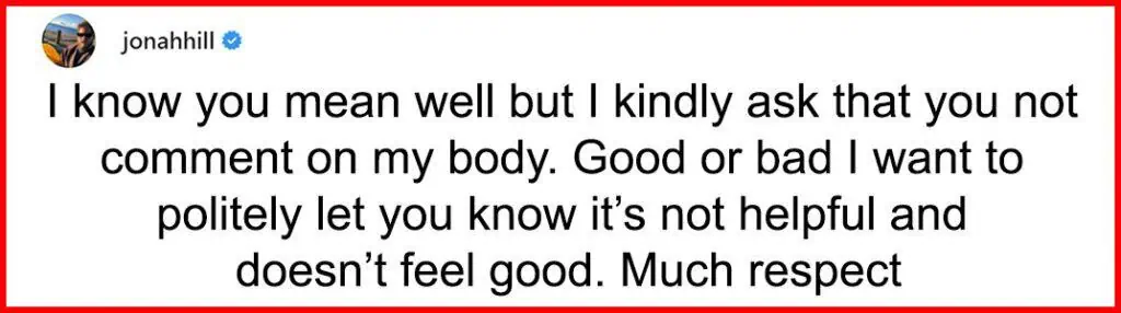 Jonah Hill Weight Loss Instagram Post