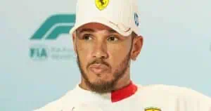 MIAMI - MAY 1: Lewis Hamilton (GBR) of Scuderia Ferrari HP speaks in the Drivers Press Conference ahead of the F1 Grand Prix of Miami on May 1, 2025 at Miami International Autodrome.